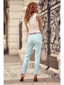 Elegant crease trousers with a belt, blue 5016 - Online store - Boutique